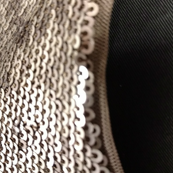 Metallic Mini Dress Silver Pewter Sexy Chainmail r Sequin like Shimmer w Stretch - Picture 6 of 8